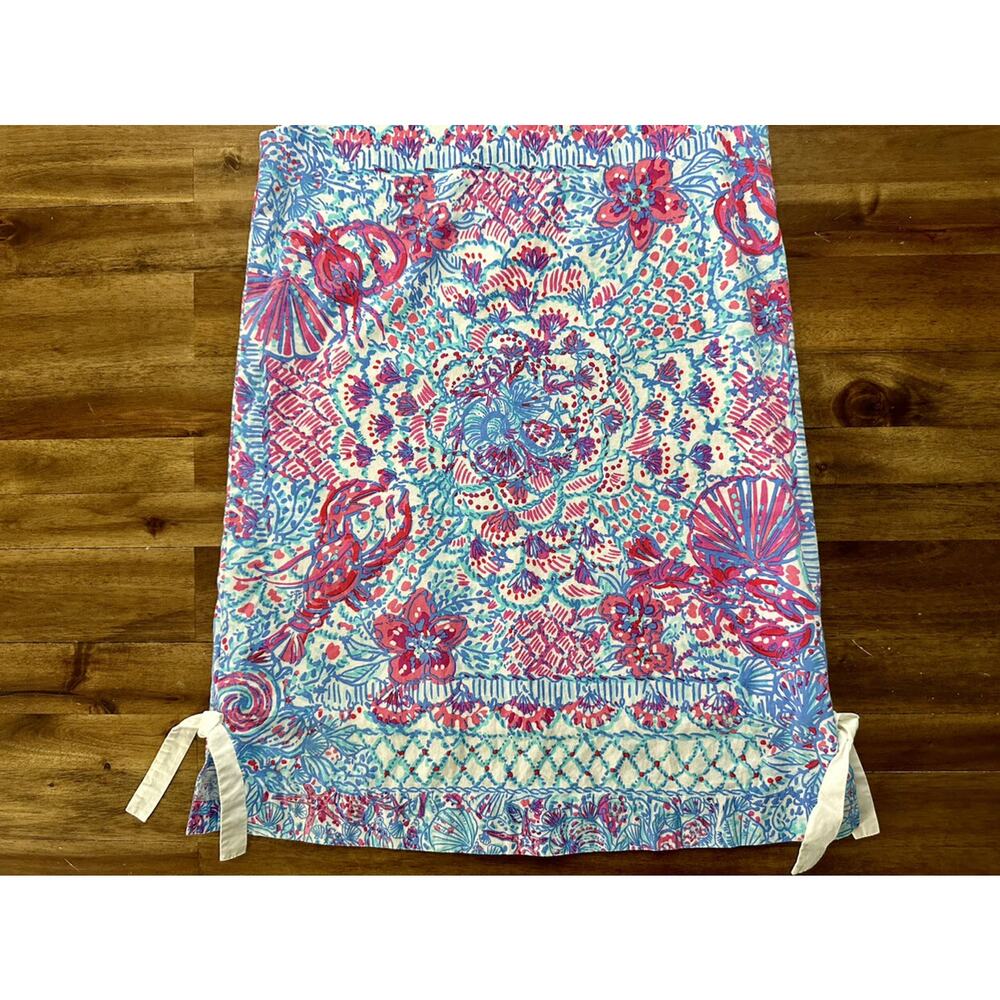 Lilly Pulitzer Pinchers Picnic Shift Dress Sleeveless Blue Red Floral Beach 10 - Picture 4 of 9